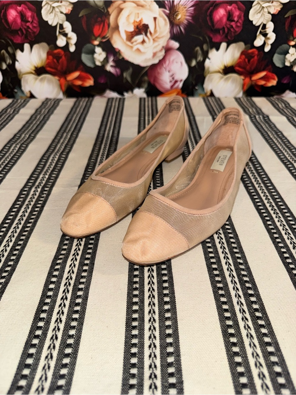 Steven by Steve Madden Nude Mesh & Suede Cap-Toe Ballet Flats, Size 8 NWOT
